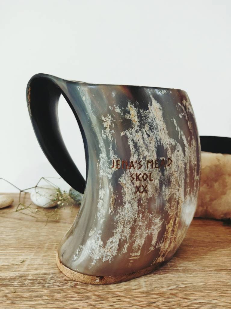 Personalize on Horn Viking Drinking Horn Mug/Tankard, Natural horn Mug