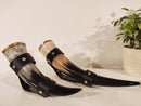 Personalizable Drinking Horn with Leather strap handle, LARP, Unique gift
