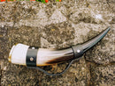 Personalizable Drinking Horn with Leather strap handle, LARP, Unique gift