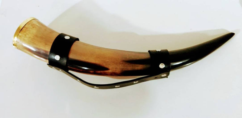 Personalizable Drinking Horn with Leather strap handle, LARP, Unique gift