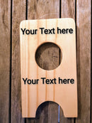 Personalised / DRINKING HORN with brass top border and wood stand