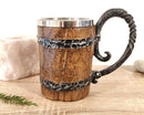 Viking Mug, Viking Beer Mug, Stainless Steel Imitation Wood Resin Mug,