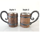 Viking Mug, Viking Beer Mug, Stainless Steel Imitation Wood Resin Mug,