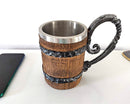 Viking Mug, Viking Beer Mug, Stainless Steel Imitation Wood Resin Mug,