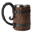 Viking Mug, Viking Beer Mug, Stainless Steel Imitation Wood Resin Mug,
