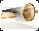 Personalized Large Viking Horns With Wooden Stand -  Engraved Brass Rimmed Horns