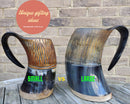 Personalised Real Horn Mug, Burnt effect Mug/Tankard, Etched Pattern Horn Mug