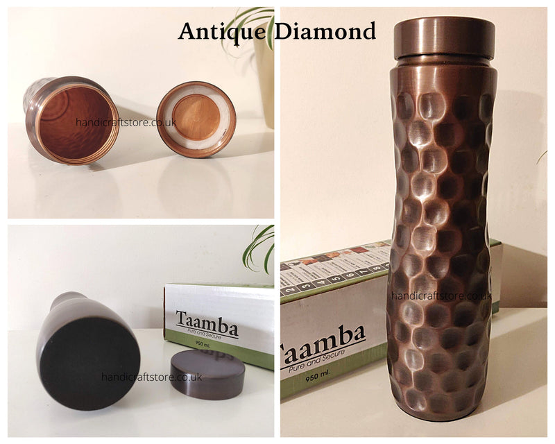 Handmade Copper Water Bottle, Personalised lid, Leakproof, Marriage Anniversary Gift