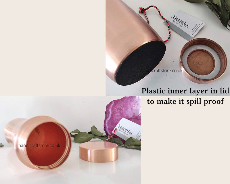 Handmade Copper Water Bottle, Personalised lid, Leakproof, Marriage Anniversary Gift