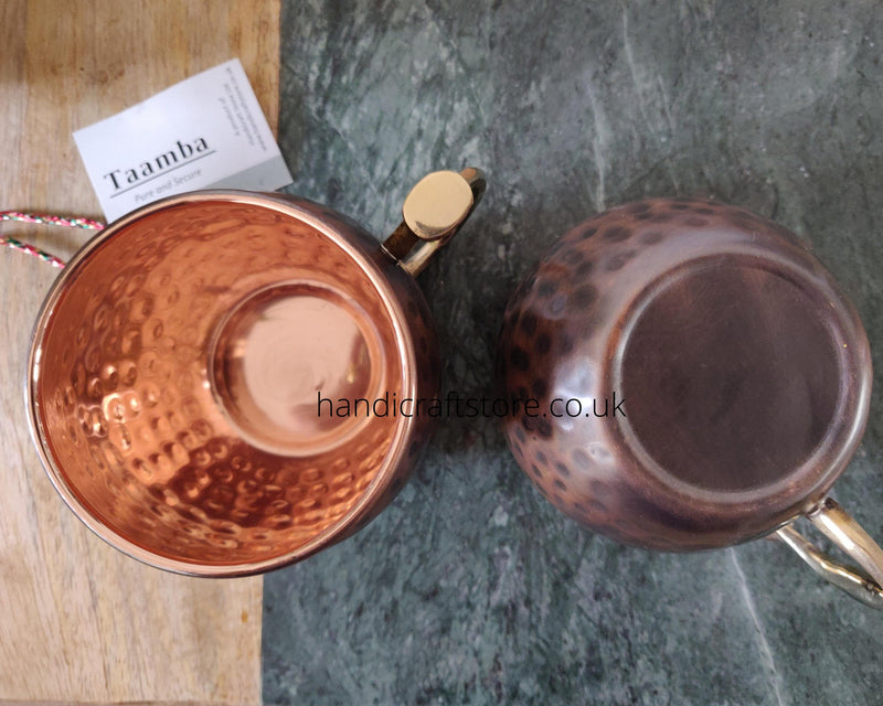 Copper Mugs with brass Handle - Antique Finish, Anniversary, Birthday, Party gift
