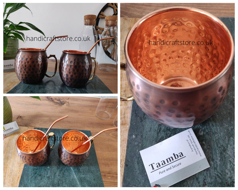 Copper Mugs with brass Handle - Antique Finish, Anniversary, Birthday, Party gift