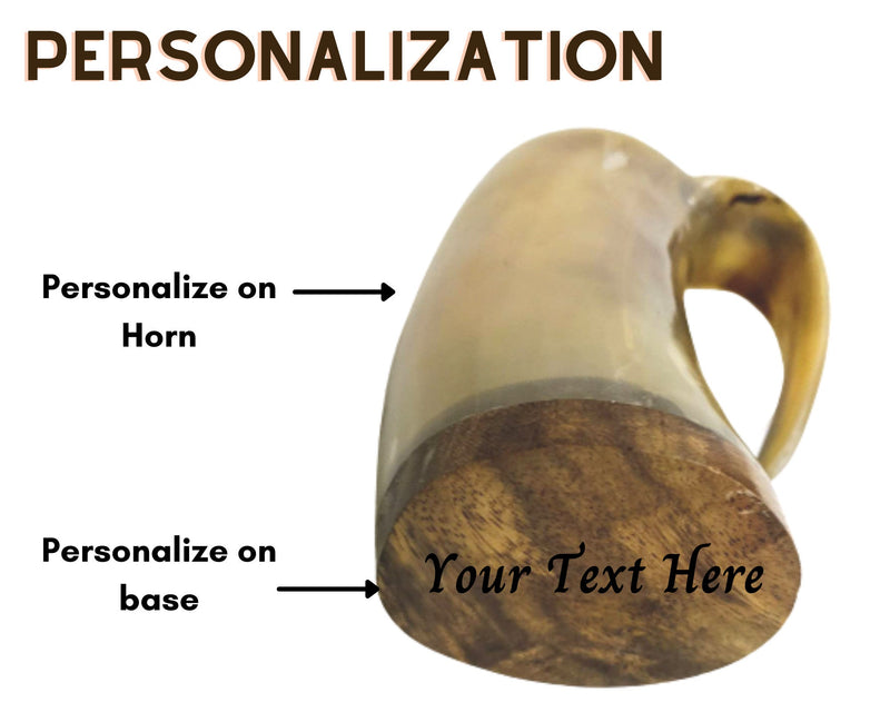 Personalise on Horn Viking Beer Horn Mug/Tankard, Smooth finish Horn mugs