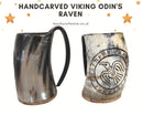 Handcarved Viking Drinking Horn Mug/Tankard, Odin's Raven