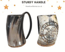 Handcarved Viking Drinking Horn Mug/Tankard, Odin's Raven