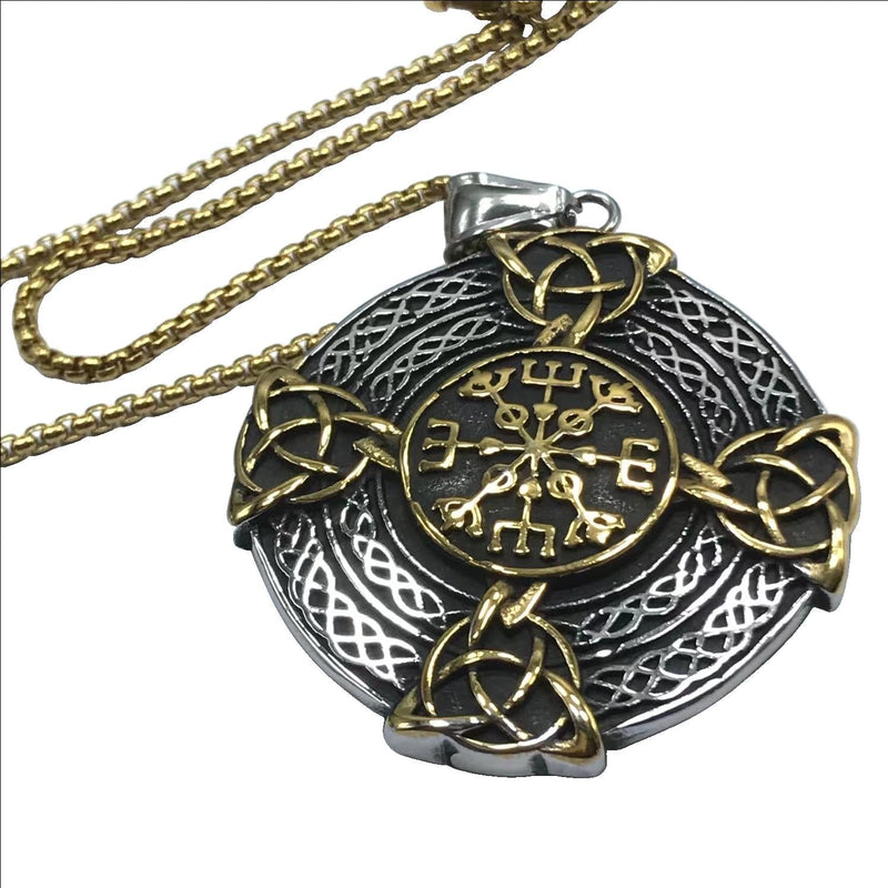 Helm of Awe Vegvisir Pendant with Trinity Knots