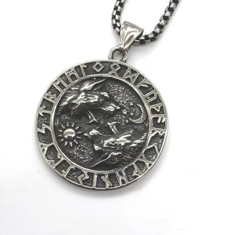 Viking Fenrir Wolf with runes Pendant