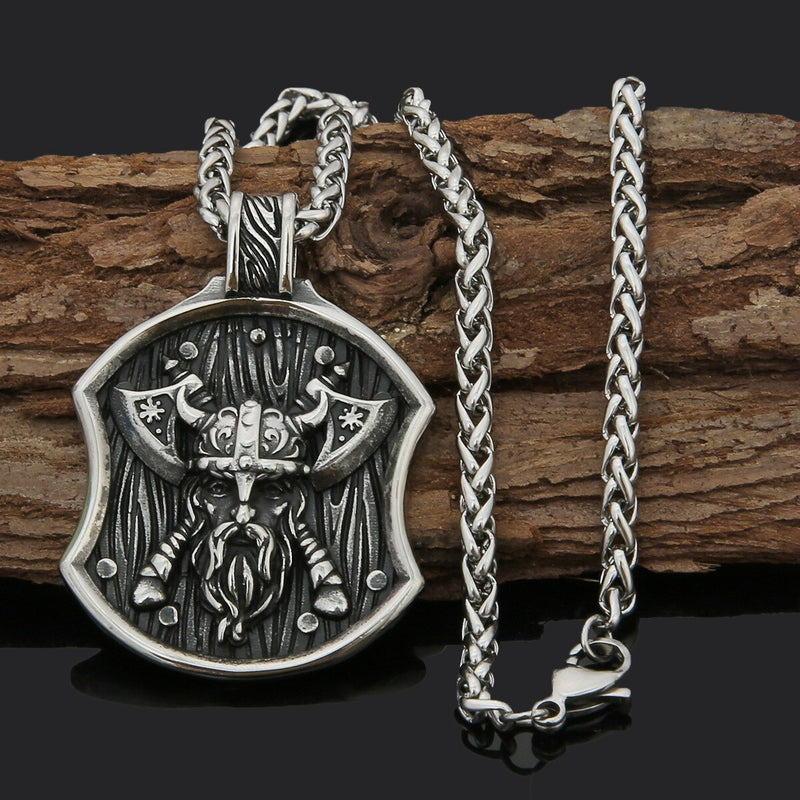 Viking Odin shield axe pendant necklace