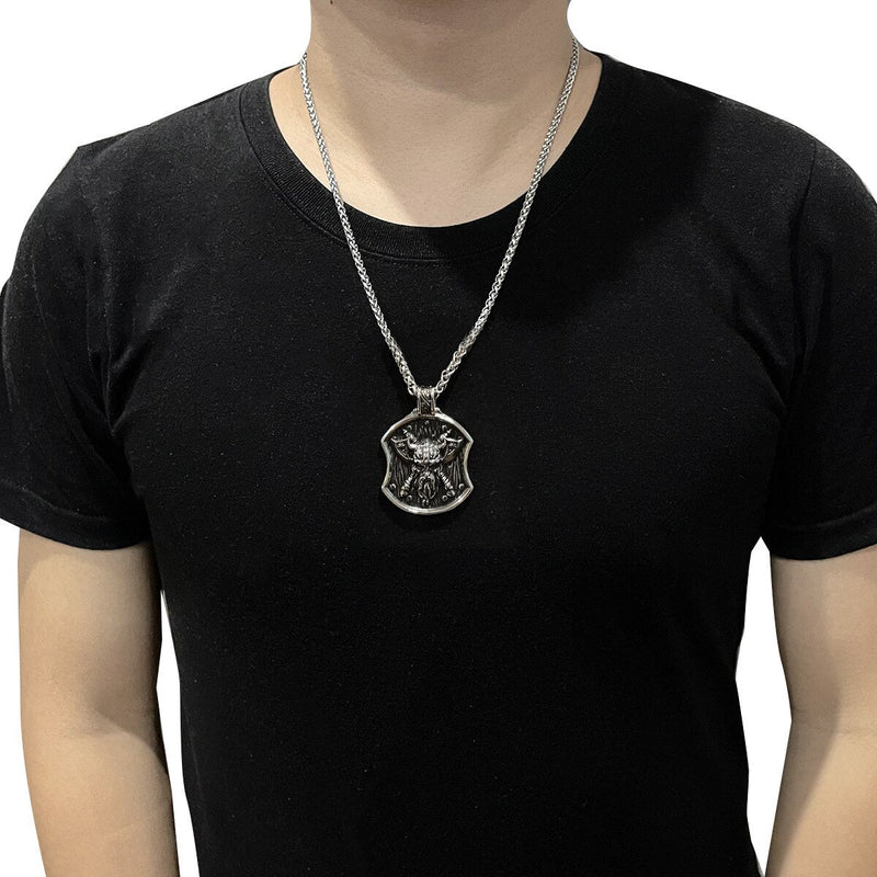 Viking Odin shield axe pendant necklace