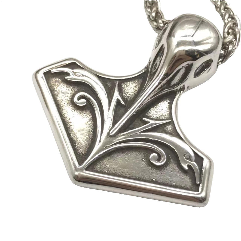 Viking Thor Hammer with raven pendant