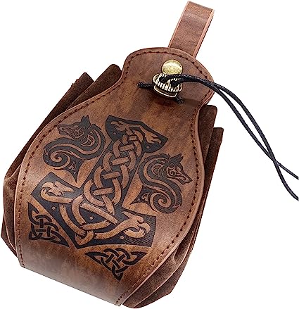 Viking Mjolnir Leather Pouch, Medieval Belt Bag Pouch, PU Leather ,Viking Bag