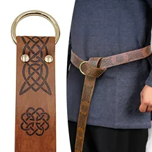 Viking Medieval Style Brown Leather Belt, PU leather belt